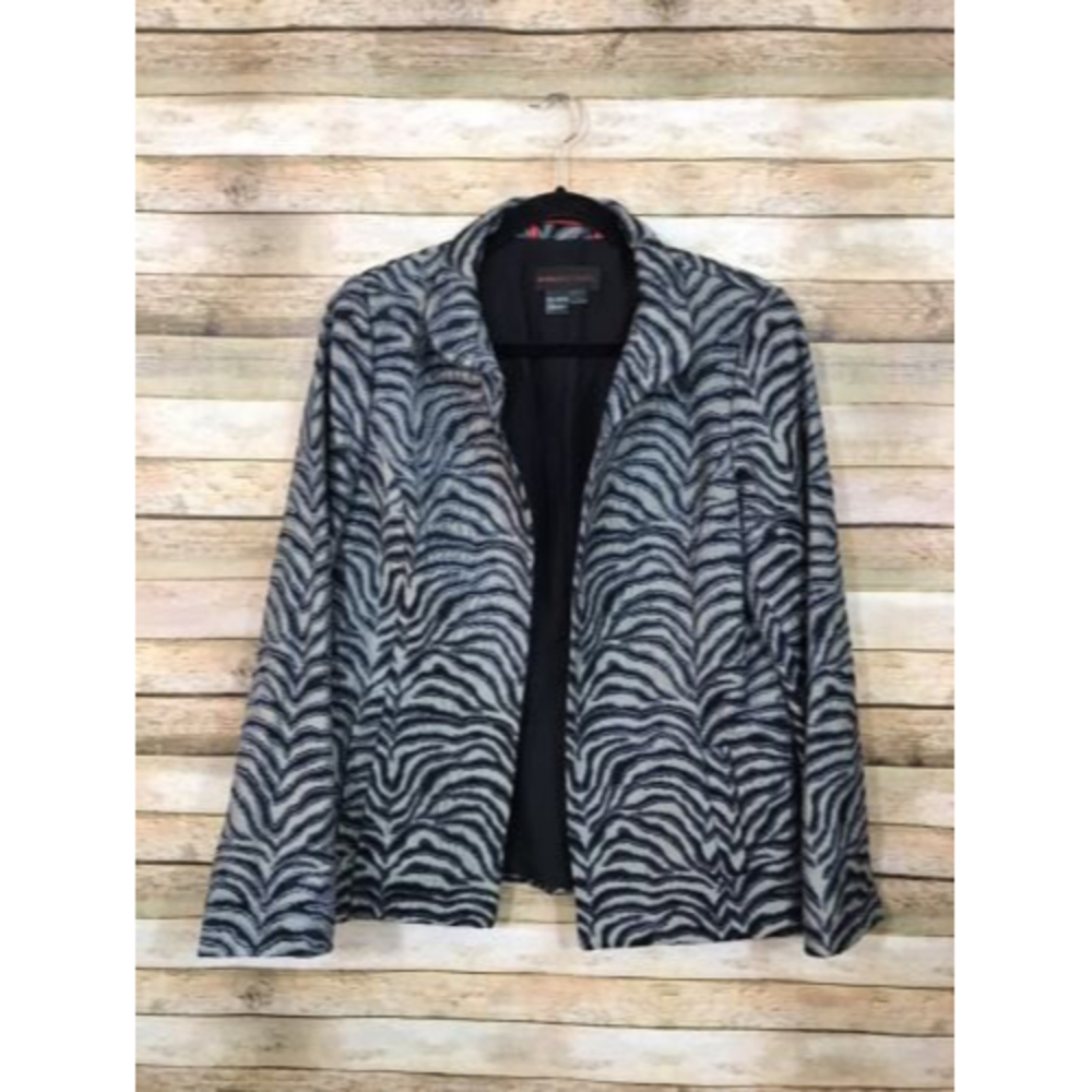 Nina McLemore Silk Animal Print Lined Open Blazer Jacket Womens Size 8